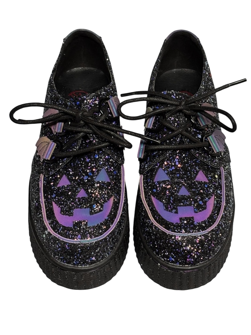Strange Cvlt | Jack O' Lantern Face Glitter Platform Creepers
